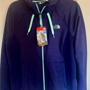 **Brand New With Tags** The North Face Deep Purple Jacket with Light Green Trim